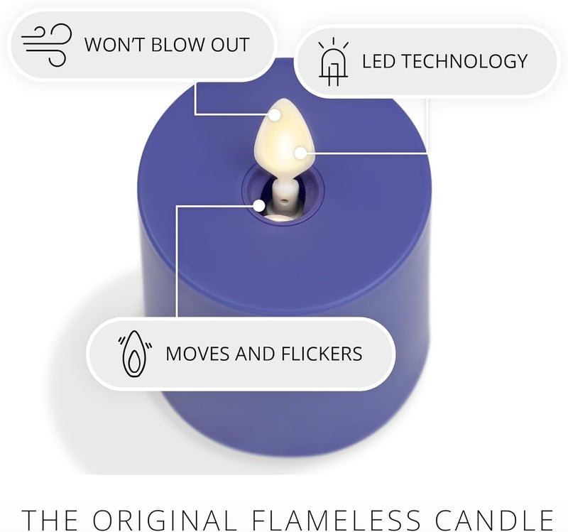 LUMINARA Outdoor Votive Flameless LED Candle, Vivid Ultramarine 2" x 3.2", Moving Flame Battery Operated Timer Remote Ready IPX4 Matte Plastic Finish - Image 3